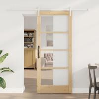 Schuifdeur met Hardware Set 78x202 cm Massief Hout - thumbnail