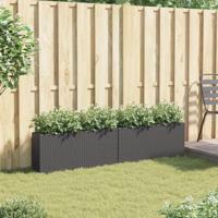 Plantenbakken met 2 potten 2 st 90x20x40 cm poly rattan zwart - thumbnail