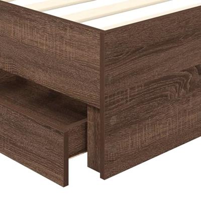 Bedframe met lade Bruine eik 75 x 190 cm Geconstrueerd hout