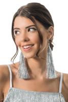 Oorbellen Zilver Tinsels 17cm - thumbnail