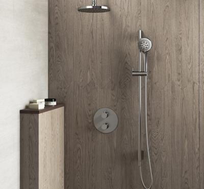 Hotbath Buddy - Inbouw Regendoucheset - Thermostatisch - Plafondbuis 30 cm - Hoofddouche 300 mm - Ronde Handdouche 3 Standen - Glijstang 900 mm - met 2-Weg Stop-Omstel - Waterbesparend - V04