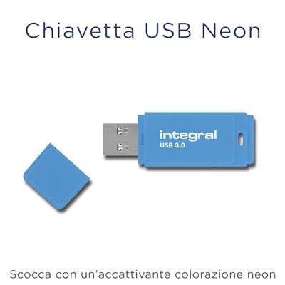 Integral Neon USB 3.0 stick, 64 GB, blauw Integral Neon USB 3.0 stick, 64 GB, blauw
