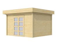 Woodvision Parelhoen blokhut 400x300 cm 28 mm vuren blank- Plat dak- Onbehandeld vurenhout- Woodvision - thumbnail