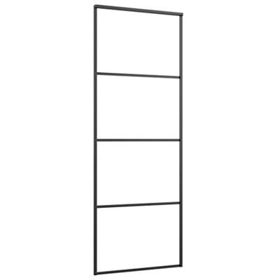 Schuifdeur 76x205 cm aluminium en ESG-glas zwart