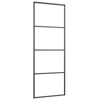 VidaXL Schuifdeur 76x205 cm aluminium en esg-glas zwart - thumbnail