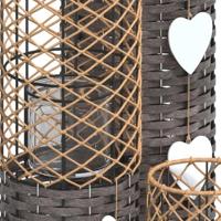 Kaarsenhouders 3 st wicker grijs - thumbnail