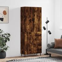 Hoge kast 69,5x34x180 cm bewerkt hout gerookt eikenkleurig - thumbnail