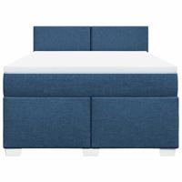 Boxspring met matras stof blauw 140x190 cm - thumbnail