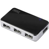 Digitus DA-70220 USB 2.0-hub 4 poorten Zwart, Zilver - thumbnail