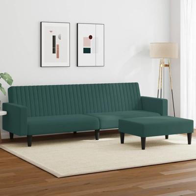 2-delige Loungeset fluweel donkergroen - thumbnail