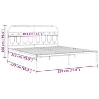 Bedframe met hoofdbord metaal zwart 183x213 cm - thumbnail