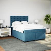 Boxspring met matras fluweel blauw 160x200 cm - thumbnail