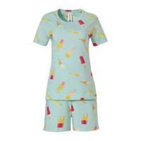 Rebelle shortama met all over print lichtgroen - thumbnail