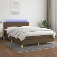 Boxspring met matras en LED stof donkerbruin 140x190 cm - thumbnail