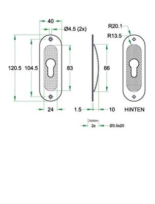 Schuifdeurkom ovaal rvs mat SL