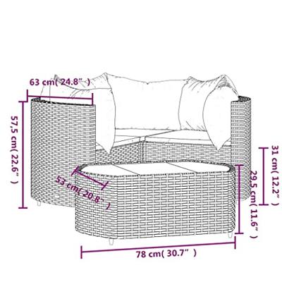 4-delige Loungeset met kussens poly rattan zwart 4-delige Loungeset met kussens poly rattan zwart