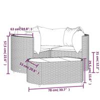 4-delige Loungeset met kussens poly rattan grijs - thumbnail