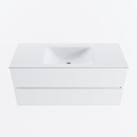 MONDIAZ VICA 110cm badmeubel onderkast Talc 2 lades. Wastafel CLOUD midden zonder kraangat, kleur Talc. - thumbnail