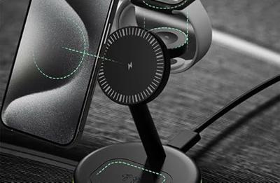 ICY BOX IB-SH102-CH Hoofdtelefoons, Smartphone, Smartwatch Zwart Snel opladen Binnen