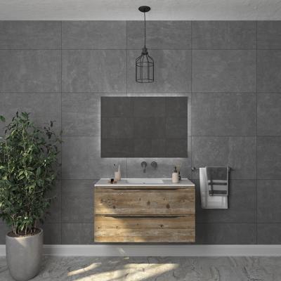 Badkamermeubelset Gliss Design Hera Mat Zwart 100cm 2 Laden Zwart Grenen (Keuze Wastafel)