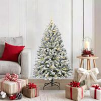 Kunstkerstboom met 150 LED Groen en Wit 120 cm PVC en Metaal - thumbnail