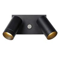 Lucide TAYLOR - Wandspot / Wandlamp Binnen/Buiten - 2xGU10 - IP54 - Bewegingssensor - Zwart - thumbnail