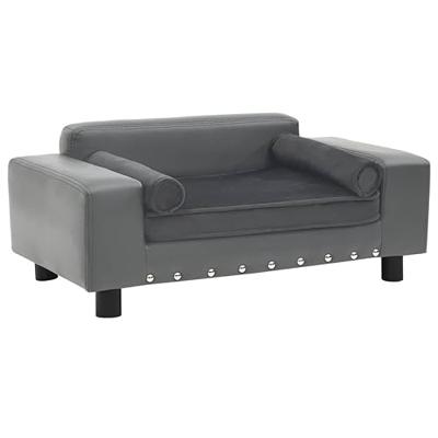 VidaXL Hondenbank 81x43x31 cm pluche en kunstleer grijs