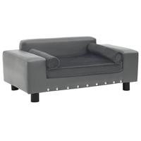 VidaXL Hondenbank 81x43x31 cm pluche en kunstleer grijs - thumbnail