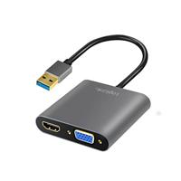 LogiLink UA0234 USB / VGA / HDMI Adapter [1x USB 3.2 Gen 1 stekker A (USB 3.0) - 1x VGA-bus, HDMI-bus] Zwart 10.00 cm - thumbnail