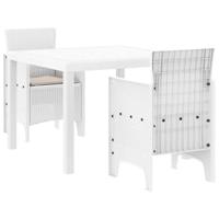 3-delige tuinset met kussens in wit poly rattan - thumbnail