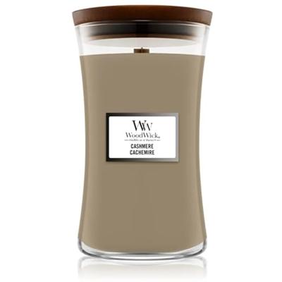 WoodWick Geurkaars Large Cashmere - 18 cm / ø 10 cm - Geurkaars in Glas - Houten Lont