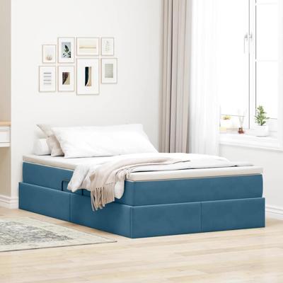 Opbergbed met matras Donkerblauw 120 x 200 cm Fluweel