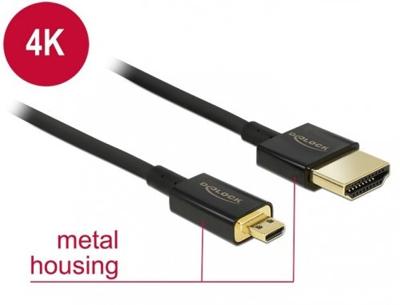 Delock 84783 HDMI-kabel HDMI Aansluitkabel HDMI-A-stekker, HDMI-micro-D-stekker 2.00 m Zwart 4K UHD, Vergulde steekcontacten