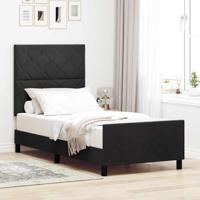 Bedframe met hoofdeinde Zwart 100 x 200 cm Fluweel - thumbnail