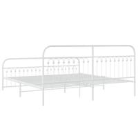 Bedframe met hoofd- en voeteneinde metaal wit 193x203 cm - thumbnail