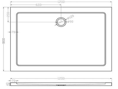 Douchebak Xellanz SMC | 120x90x4 cm | SMC | Excl.Afvoer | Rechthoek | Wit glans