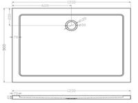 Douchebak Xellanz SMC | 120x90x4 cm | SMC | Excl.Afvoer | Rechthoek | Wit glans - thumbnail
