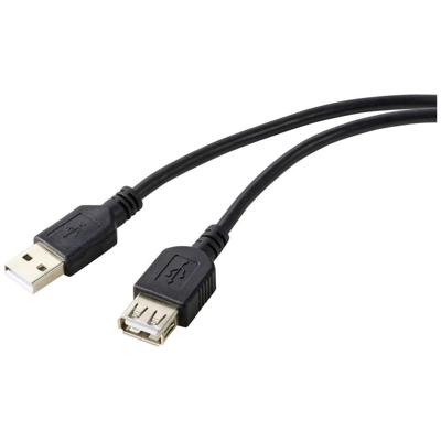 Renkforce RF-5771510 USB-kabel USB 2.0 USB-A bus, USB-A stekker 0.50 m Zwart PVC-mantel