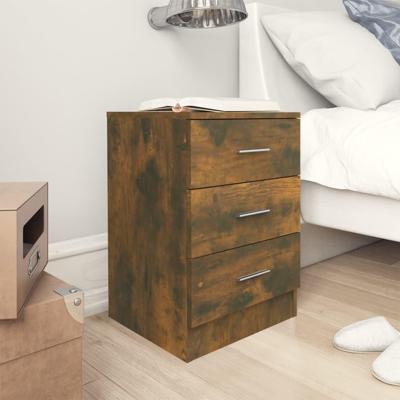 Nachtkastjes 2 st 38x35x56 cm bewerkt hout gerookt eikenkleurig
