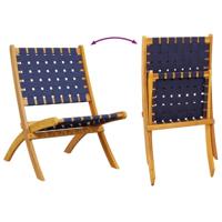 Tuinstoelen 2 st inklapbaar acaciahout en stof donkerblauw - thumbnail