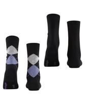 Burlington 2-paar everyday dames sokken - Biologisch katoenen vrouwen sokken met ruit print - thumbnail