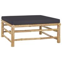 Voetenbank met donkergrijs kussen bamboe - thumbnail