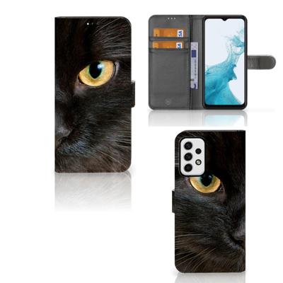 Samsung Galaxy A23 | Telefoonhoesje | Met pasjeshouder | Zwarte Kat