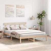 Bedframe met hoofdeinde Bruin 150 x 200 cm Massief grenenhout - thumbnail