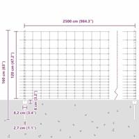 VidaXL Hek met paal zilver 1,2 x 25 m staal - thumbnail
