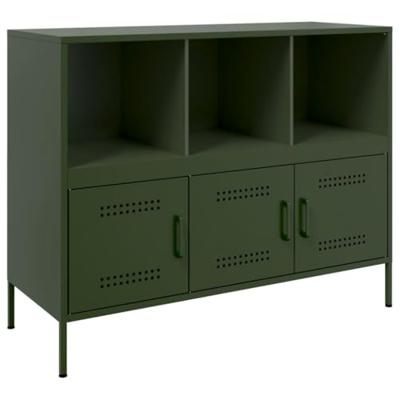 Dressoir 100,5x39x79 cm koudgewalst staal olijfgroen Dressoir 100,5x39x79 cm koudgewalst staal olijfgroen