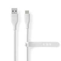 Nedis USB-Kabel | USB 2.0 | USB-A Male | USB-C Male | 15 W | 480 Mbps | Vernikkeld | 1.50 m | Rond | Silicone | Wit | Doos - CCGB60800WT15 - thumbnail