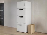 Kast voor wasgoed WASHING 2 deuren 2 lades met opzetkast wit - thumbnail