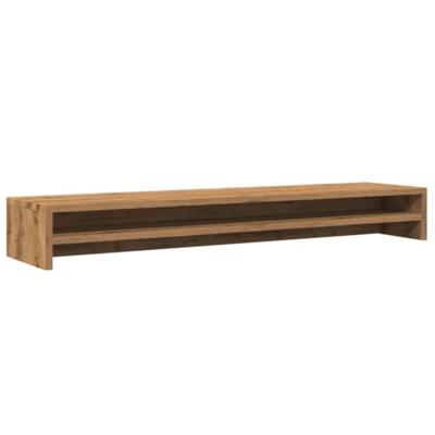 Monitorstandaard 100x24x13cm bewerkt hout artisanaal eikenkleur