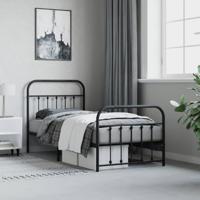 Bedframe met hoofd- en voeteneinde metaal zwart 90x200 cm - thumbnail